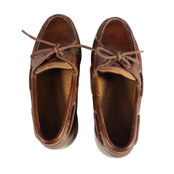 Sebago Brown Leather Docksiders Loafers Men's 8 1/2 ww - Picture 2 of 5